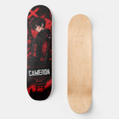 Persoonlijke Anime Zwarte Rode Samurai Skateboard (Voorkant)