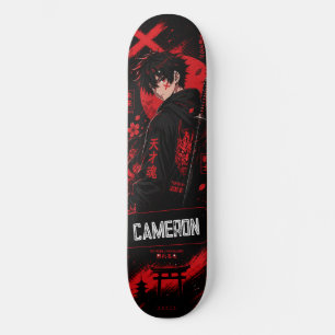 Persoonlijke Anime Zwarte Rode Samurai Skateboard