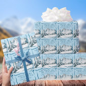 Persoonlijke Apres Ski Blauwe Winter Bruidsfeest Cadeaupapier