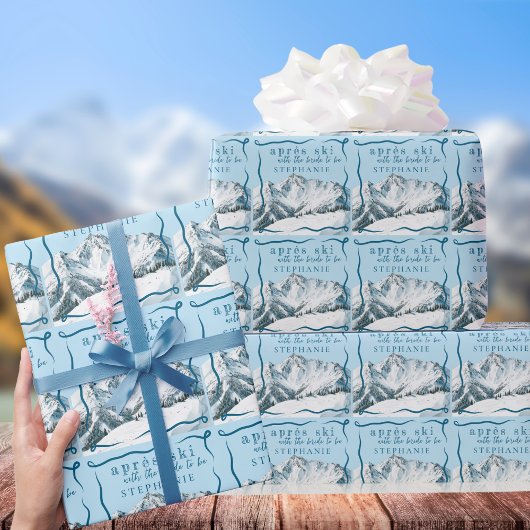 Persoonlijke Apres Ski Blauwe Winter Bruidsfeest Cadeaupapier