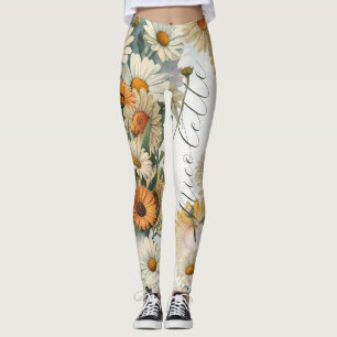 Persoonlijke april geboortebloem Madeliefje Leggings