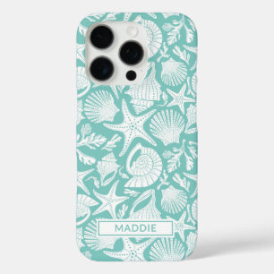 Persoonlijke Aqua Shells iPhone 16 Pro Hoesje