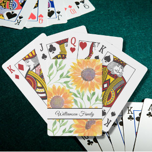 Persoonlijke Aquarel Gele Zonnebloemen Pokerkaarten