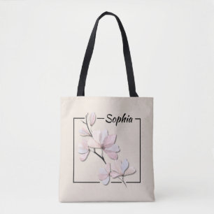 Persoonlijke Aquarel Magnolia Bloem Boodschappenta Draagtas
