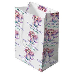Persoonlijke aquarel paarse turquoise zeemeermin medium cadeauzakje