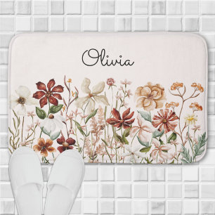 Persoonlijke Aquarel Vintage Wilde Bloem Bloemstuk Badmat