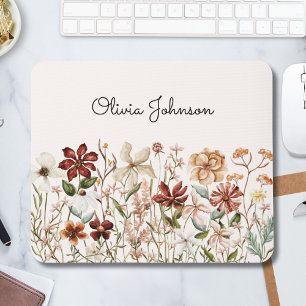 Persoonlijke Aquarel Vintage Wilde Bloemenwei Muismat