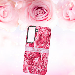 Persoonlijke Artsy Roze Roos Naam Samsung Galaxy Hoesje