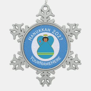 Persoonlijke Aruba Engel Hanukkah Vlag Tin Sneeuwvlok Ornament