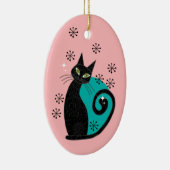 Persoonlijke atoomkat uit de middeleeuwen Kerstmis Keramisch Ornament (Rechts)