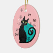 Persoonlijke atoomkat uit de middeleeuwen Kerstmis Keramisch Ornament (Links)