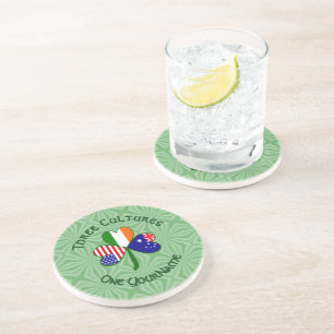 Persoonlijke Australië Ierland VS Shamrock Zandsteen Onderzetter