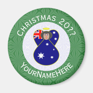 Persoonlijke Australische engel kerst vlag Magneet