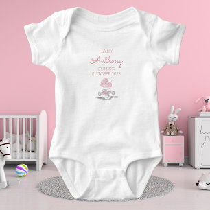 Persoonlijke baby achternaam komt / Roze kinderwag Romper