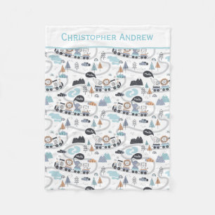 Persoonlijke baby dierentrein cadeau voor baby jon fleece deken