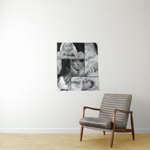 Persoonlijke baby foto deken collage wandkleed
