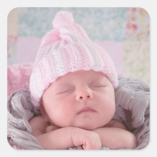Persoonlijke Baby foto Vierkante Sticker (Voorkant)