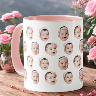 Persoonlijke baby fotobeker met 3 gezichtsafbeeldi mok