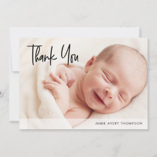 Persoonlijke baby fotoschouw dankbaarheid modern  bedankkaart