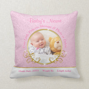 Persoonlijke baby geschenken met geboorte-informat kussen