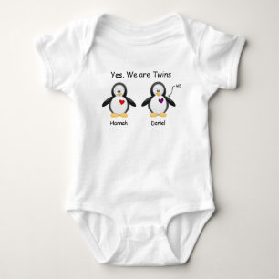 Persoonlijke Baby Ja, we zijn tweelingen pinguïn Romper