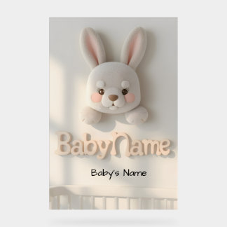 Persoonlijke baby naam muurkunst – Cute dier verpl Acryl Bord