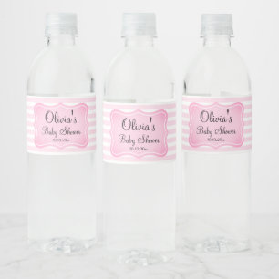 Persoonlijke baby shower feestelijke elegante roze waterfles etiket