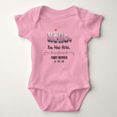 Persoonlijke Baby Shower Mooie Roze Hallo Hart Romper (Voorkant)