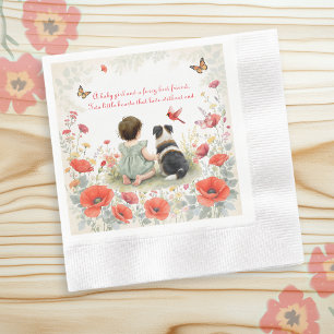 Persoonlijke baby shower voor meisje en haar puppy servet
