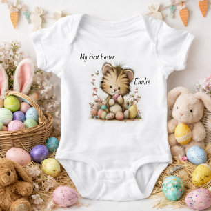 Persoonlijke baby tijger Pasen-illustratie Romper
