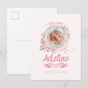 persoonlijke babyblauwe bloemengeboortekaarten briefkaart