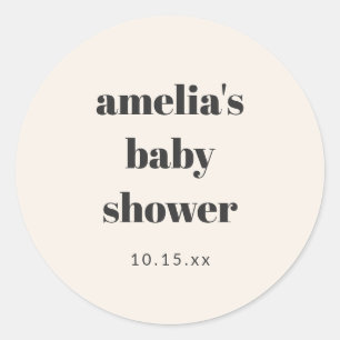 Persoonlijke babyborrel 'Mom Name' in strakke retr Ronde Sticker