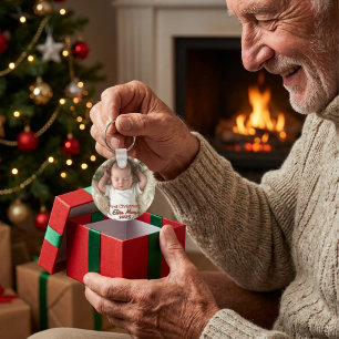 Persoonlijke babyfoto eerste kerst sleutelhanger