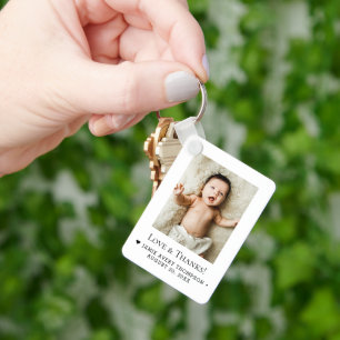Persoonlijke babyfoto Liefde & Dank aangepast Sleutelhanger