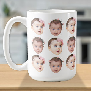Persoonlijke babygezicht 2 foto's Mooie koffiemok