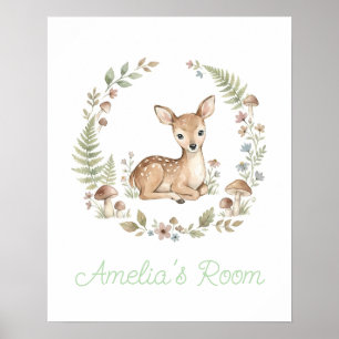 Persoonlijke babyhert watercolor boho kinderkamer poster
