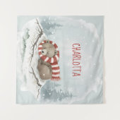 Persoonlijke babykamer muurdecoratie, Slaande beer Wandkleed (Voorkant (horizontaal))