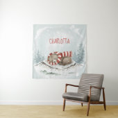 Persoonlijke babykamer muurdecoratie, Slaande beer Wandkleed (In situ)