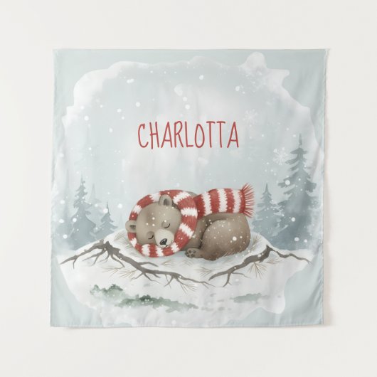 Persoonlijke babykamer muurdecoratie, Slaande beer Wandkleed (Voorkant)