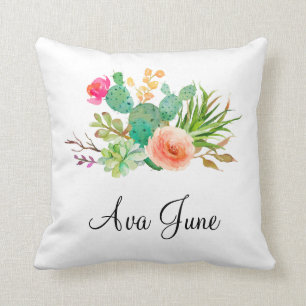 Persoonlijke babymeisjescadeautjes, cactus-naam kussen