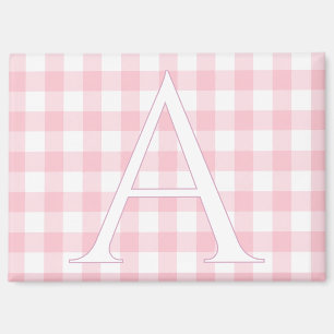 Persoonlijke babyroze geruite monogram magneet