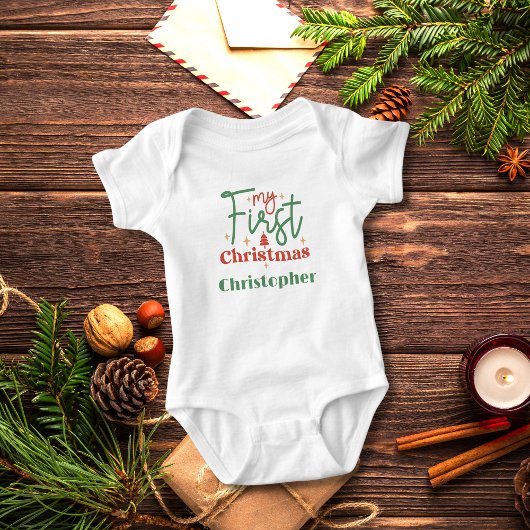 Persoonlijke baby's baby eerste 1e kerstcadeau romper