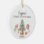 Persoonlijke baby's eerste kerstkonijn Deco Keramisch Ornament (Rechts)