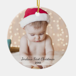 Persoonlijke baby's voor eerste kerstfoto keramisch ornament