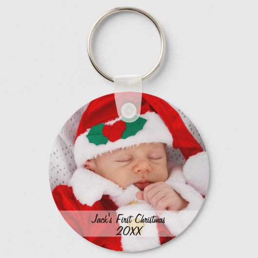 Persoonlijke baby's voor eerste kerstfoto sleutelhanger (Voorkant)