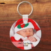 Persoonlijke baby's voor eerste kerstfoto sleutelhanger (Voorkant)