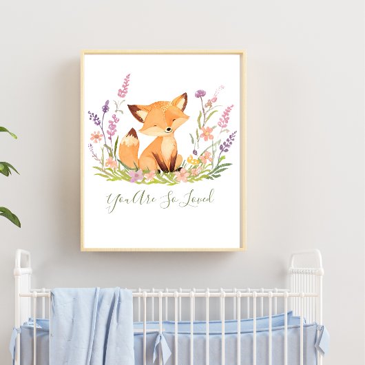 Persoonlijke babyspecht wilde bloemen kinderkamer poster