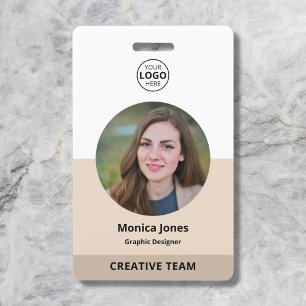 Persoonlijke badge foto QR-code Beige