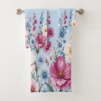 Persoonlijke badhanddoekenset met bloemen bad handdoek