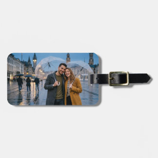Persoonlijke bagagelabel met foto collage en eigen